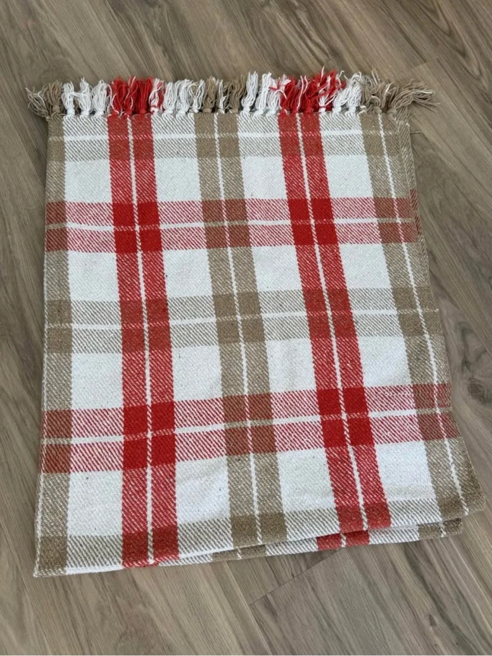 Cozy Plaid Red and Tan Throw Blanket - Home Holiday